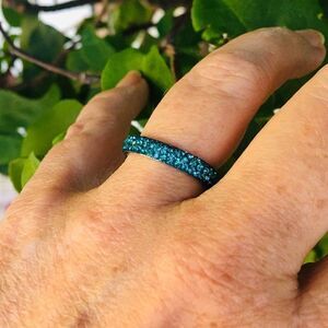 Stainless Steel Top Grade Blue Zircon Crystal Band